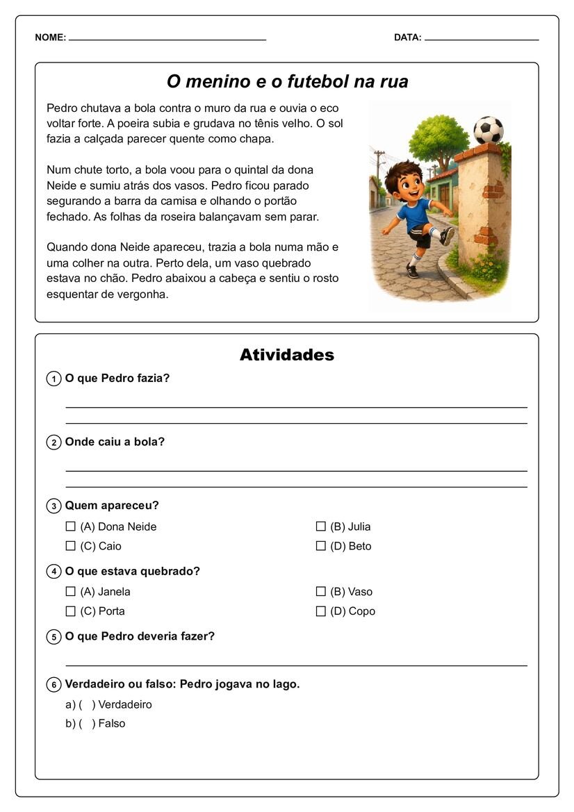 Pequenos textos ilustrados com interpretação educação infantil página 6